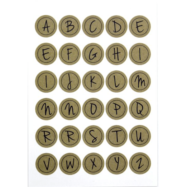 Buchstabensticker Alphabet 6 Stück braun