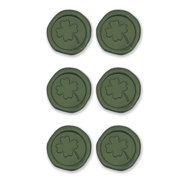 Wachssiegel Sticker Kleeblatt grün